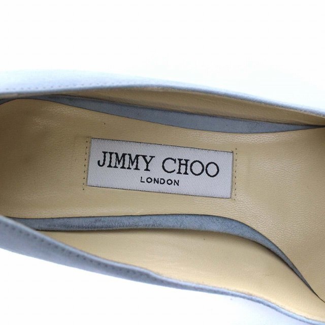 JIMMY CHOO(ジミーチュウ)のジミーチュウ パンプス スエード チャンキーヒール 38 25.0cm 水色 レディースの靴/シューズ(ハイヒール/パンプス)の商品写真