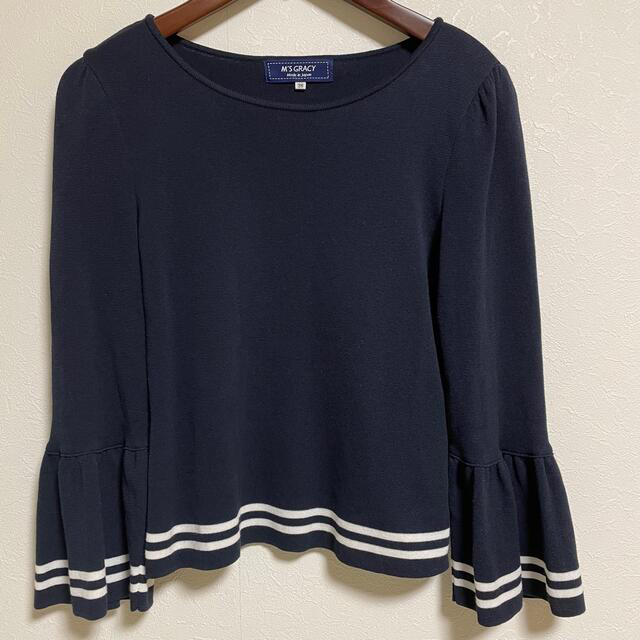 【超美品】エムズグレイシー セーター トップス 38 ネイビー 日本製 可愛い ニット+セーター