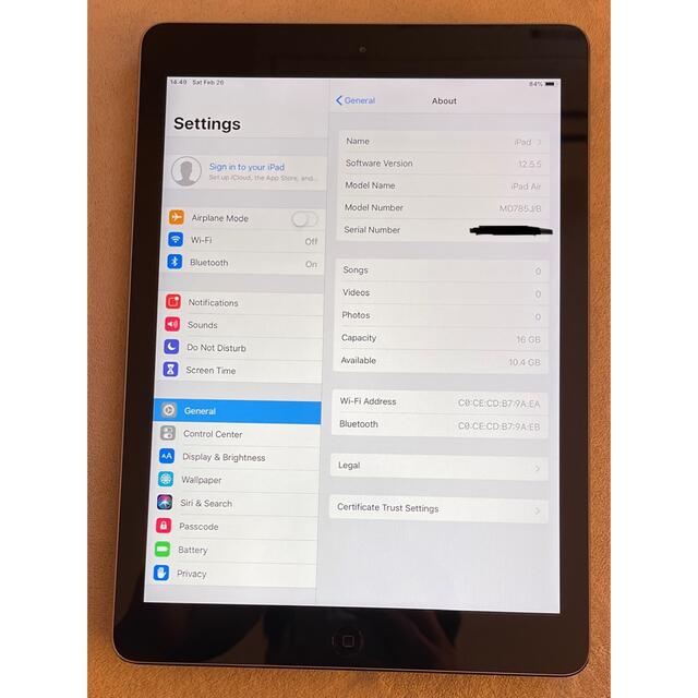 iPad Air 第1世代 16GB Wi-Fiタブレット