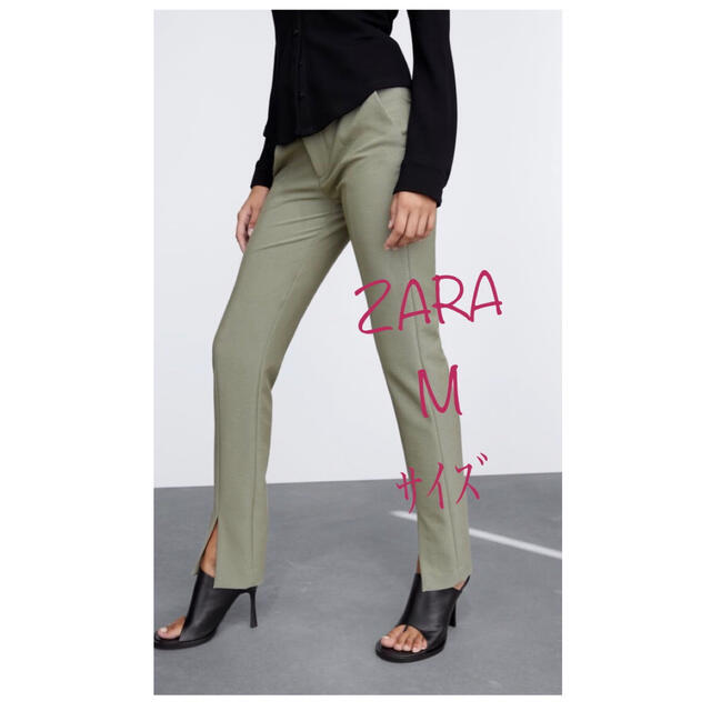 ZARA(ザラ)の(新品) Zaraハイウエスト スリット ストレートフィット パンツ M レディースのパンツ(カジュアルパンツ)の商品写真