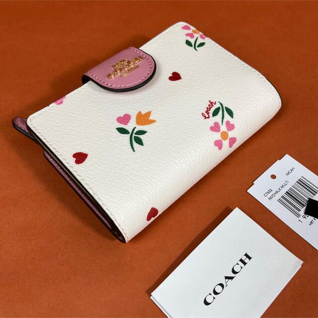 COACH ミディアム ウォレット ハート ペタル プリント 財布 花柄 新品