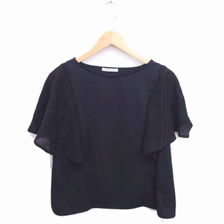 ナチュラルビューティーベーシック(NATURAL BEAUTY BASIC)のナチュラルビューティーベーシック カットソー Tシャツ 袖透け感 半袖 M 黒(カットソー(半袖/袖なし))