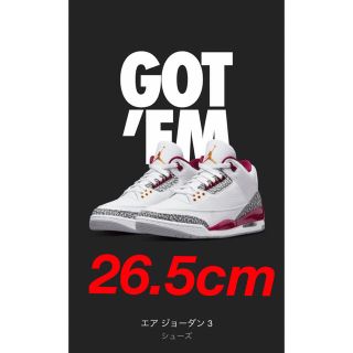 ナイキ(NIKE)のNIKE エアジョーダン3 AirJordan3 CardinalRed AJ3(スニーカー)