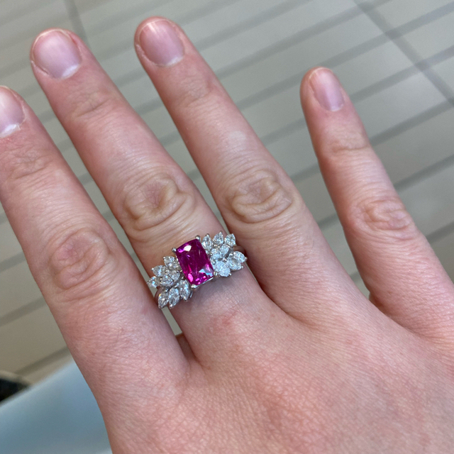 非加熱 ピンクサファイア  ダイヤモンド リング レディースのアクセサリー(リング(指輪))の商品写真