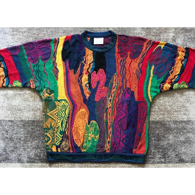 圧巻のカラー配色 芸術 花柄 COOGI クージー コットン ニット セーター