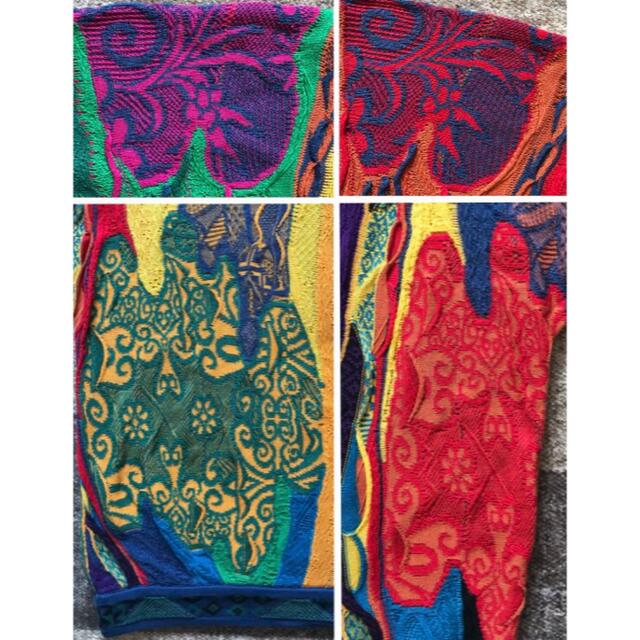 圧巻のカラー配色 芸術 花柄 COOGI クージー コットン ニット セーター