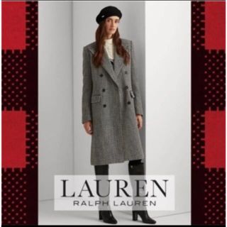 ラルフローレン(Ralph Lauren)のローレンラルフローレン　ハウンドトゥースダブルブレステッドコート　未使用品♡(ロングコート)