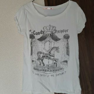 キャンディーシュガー(CandySugar)のCandy Stripper　カットソー　パフスリーブ　王冠　メリーゴーランド(Tシャツ(半袖/袖なし))