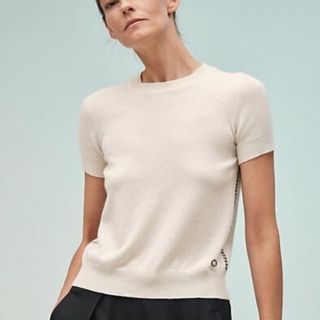 エルメス(Hermes)の2022春夏　エルメス　HERMES  半袖ニット ラウンドネック カシミヤ (Tシャツ/カットソー(半袖/袖なし))