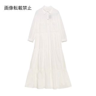 ザラ(ZARA)の🧥2月新作👠7547◆white ホワイト シャツワンピース(ひざ丈ワンピース)