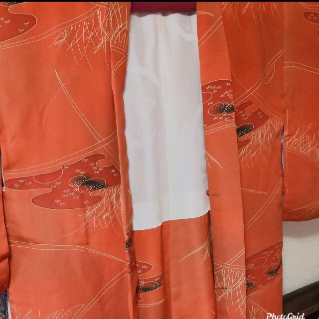 羽織り☆正絹 ベンガラ色 染め レディースの水着/浴衣(着物)の商品写真
