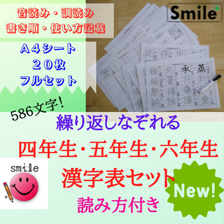 新商品★詳細版　小学校高学年　漢字表　書き順読み方使い方付き♪マーカーペンセット(資格/検定)