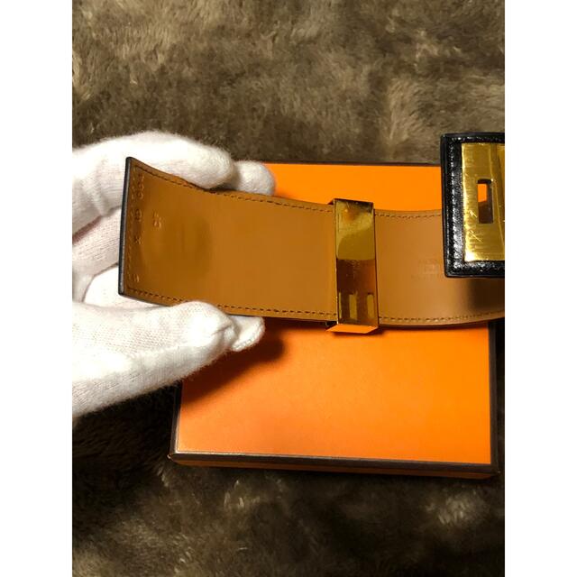 HERMES エルメス レザー コリエドシアン 黒 金 ゴールド ブレスレット