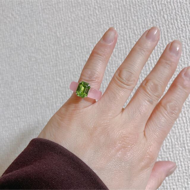 アクリルリング フォイリング バブルガム ピンク個性的 韓国 指輪 11号 レディースのアクセサリー(リング(指輪))の商品写真