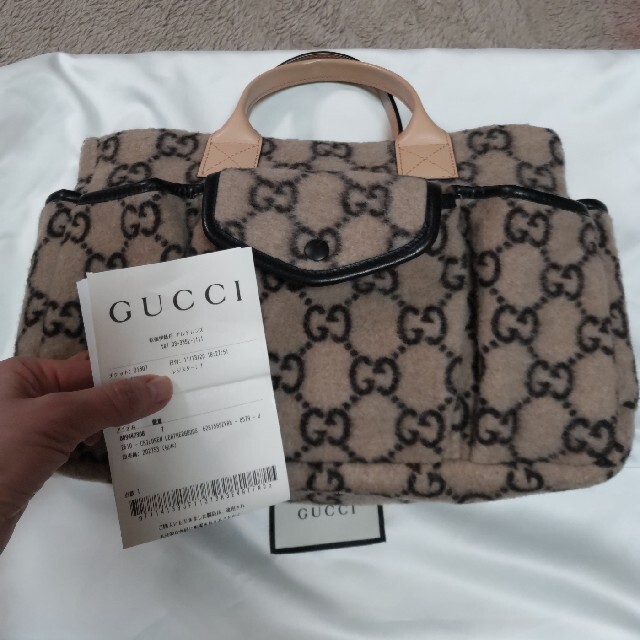 Gucci - GUCCI　チルドレン　ウールロゴトートバッグ　美品