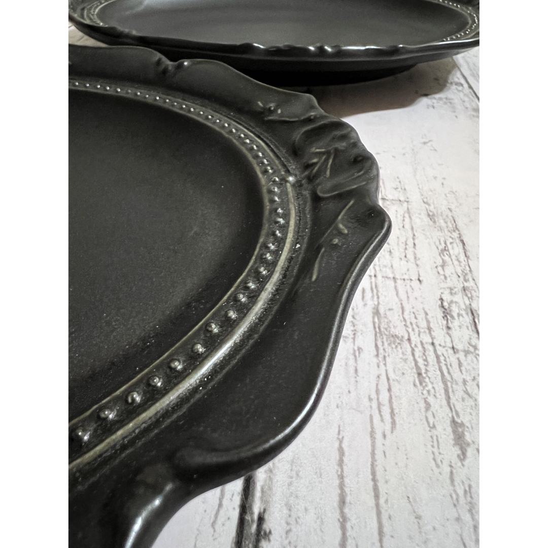 アンティーク風オーバル大皿 黒2枚 洋食器 美濃焼 オシャレ カフェ風