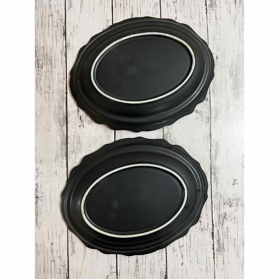 アンティーク風オーバル大皿 黒2枚 洋食器 美濃焼 オシャレ カフェ風