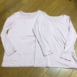 ユニクロ(UNIQLO)のUNIQLO ヒートテック丸首長袖 (薄ピンク)140cm＆150cm(下着)