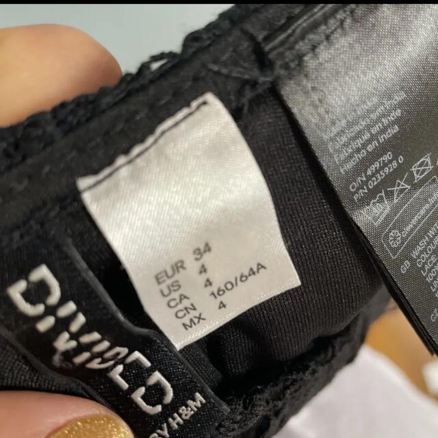 H&M(エイチアンドエム)のレース　黒　ミニスカート　刺繍　綺麗系　H&M レディースのスカート(ミニスカート)の商品写真