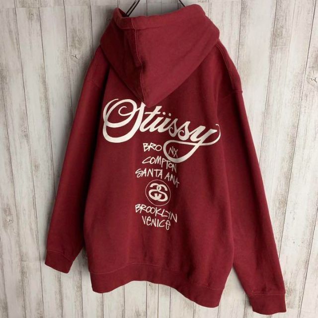 STUSSY   希少カラーステューシーバックプリント パーカー 即