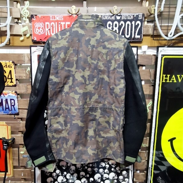 定価¥9.1万】wjk 袖レザー ミリタリージャケット Lサイズ-