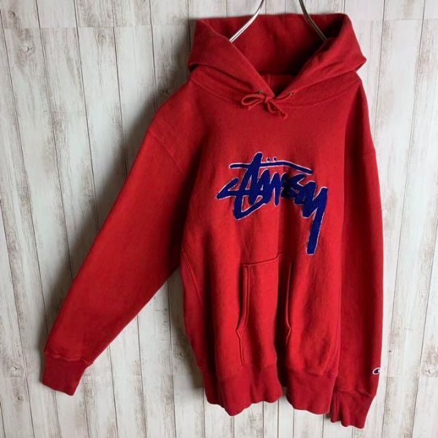 【さいごに】 STUSSY - 【希少カラー】ステューシーセンターロゴ パーカー パイルロゴ 入手困難 コラボの しておりま