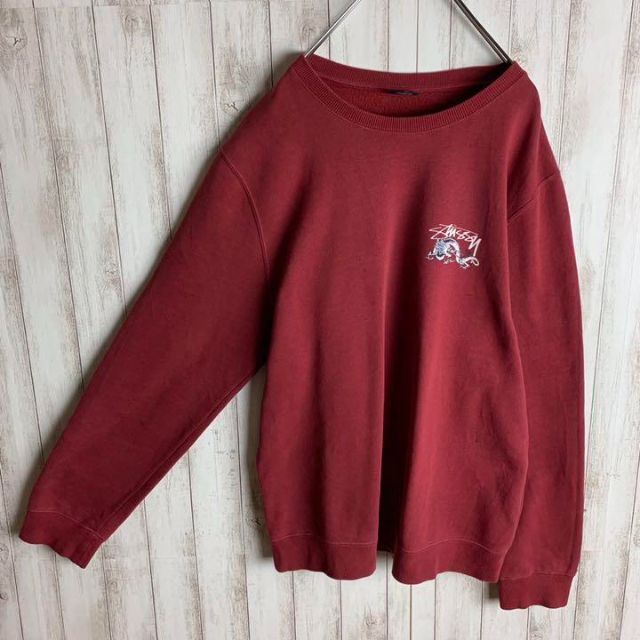 【希少カラー】ステューシー☆バックプリント スウェット ドラゴン 入手困難 レア 希少 stussy ステューシー バックプリント ドラゴン ラグラン