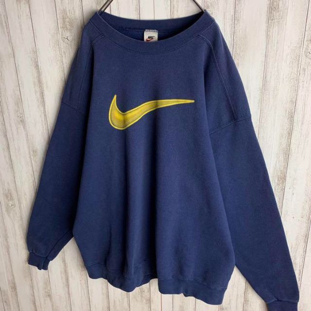 90s NIKE ビッグロゴプリント スウェットトレーナー  ナイキ 白タグ