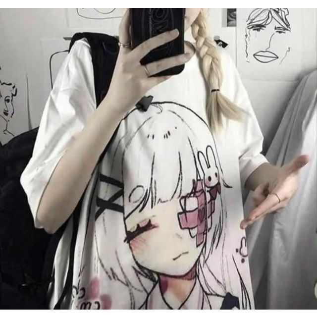 ☆専用☆病みかわ少女 グラフィックTシャツ ホワイト レディースのトップス(Tシャツ(半袖/袖なし))の商品写真