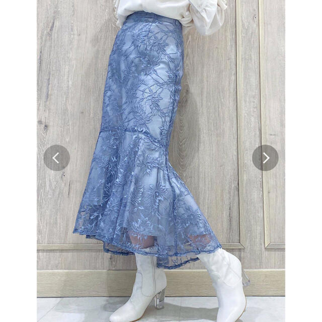 MERCURYDUO(マーキュリーデュオ)のマーキュリーデュオ　レースイレヘムマーメイドスカート レディースのスカート(ロングスカート)の商品写真