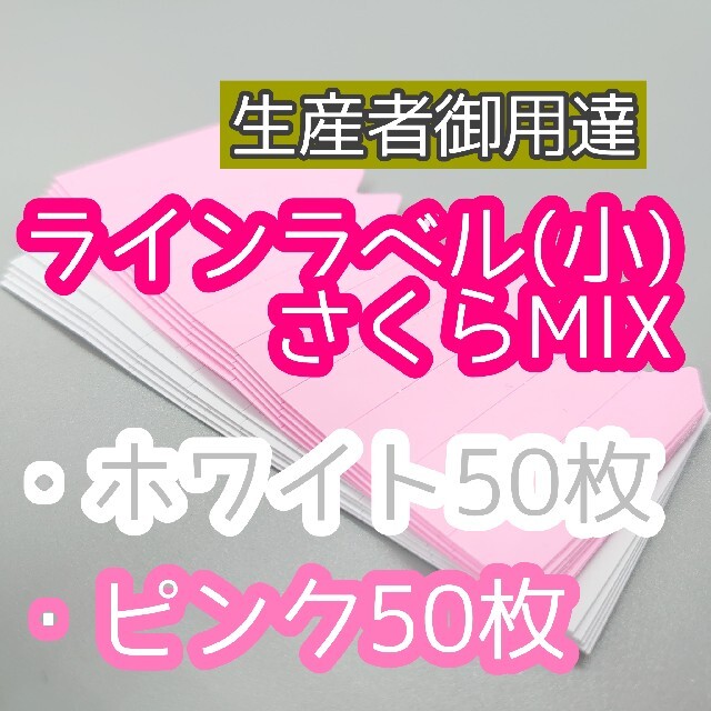 ラインラベル 小 100枚 桃 白 園芸ラベル カラーラベル 多肉植物 ハンドメイドのフラワー/ガーデン(その他)の商品写真