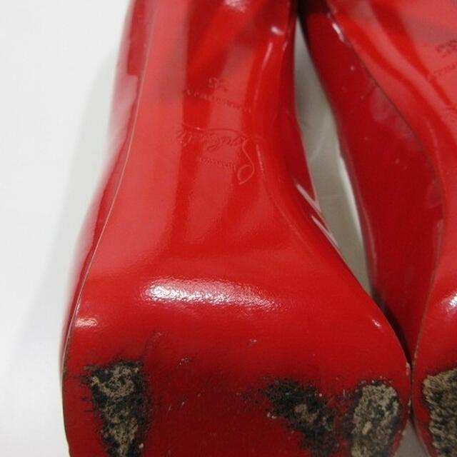 Christian Louboutin(クリスチャンルブタン)のクリスチャンルブタン エナメル パテントレザー オープントゥハイヒール パンプス レディースの靴/シューズ(ハイヒール/パンプス)の商品写真