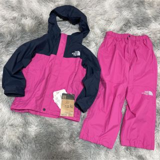 ザノースフェイス(THE NORTH FACE)のノースフェイス キッズ 110、140ピンク 上下2点セット 新品 レインウエア(その他)