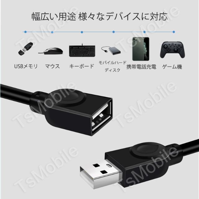 USB延長ケーブル 1.5m USB2.0 USBオスtoメス 充電 データ転送 スマホ/家電/カメラのスマホ/家電/カメラ その他(その他)の商品写真