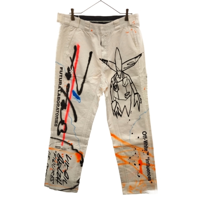 OFF-WHITE(オフホワイト)のOFF-WHITE オフホワイト 20SS ×Futura Rainbow Carpenter Pant フューチュラ レインボー カーペインターパンツ ホワイト OMYS20-898 メンズのパンツ(ワークパンツ/カーゴパンツ)の商品写真