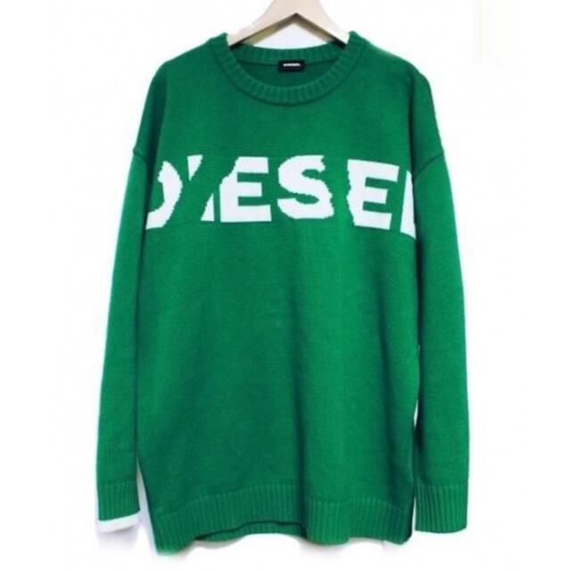 DIESEL - DIESEL ニット K-LOGOXNEW KNIT ホワイトロゴ グリーン Lの