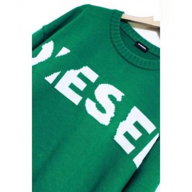 DIESEL ニット K-LOGOXNEW KNIT ホワイトロゴ グリーン L