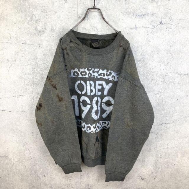 OBEY(オベイ)の専用2点】希少 90s オベイ タイダイ染めスウェット ビッグプリント 美品 メンズのトップス(スウェット)の商品写真