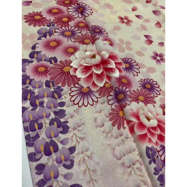 特選刺繍振袖❣️【振袖＋帯セット⭐️オフホワイト 吉祥花文様