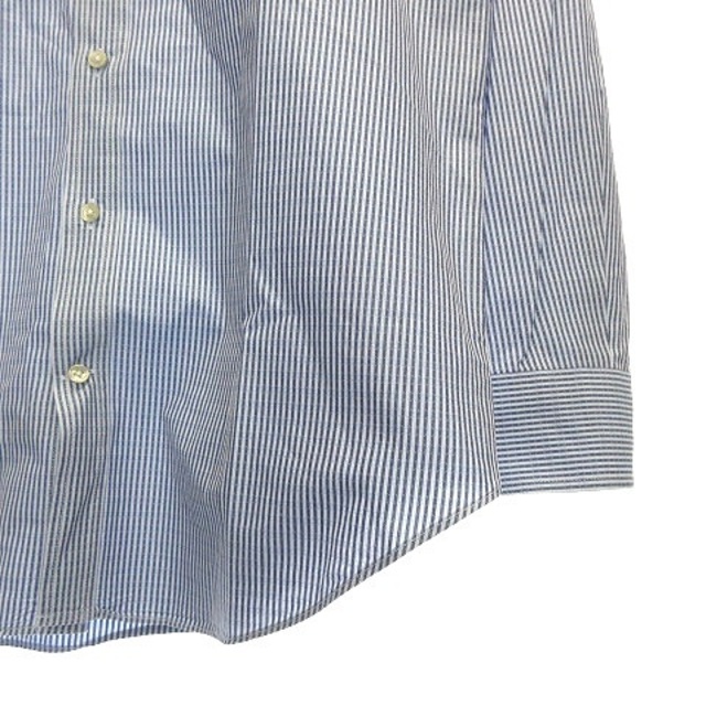 ARMANI COLLEZIONI - アルマーニ コレツィオーニ ステンカラー コットン ワイシャツ ストライプ 青の通販 by ベクトル