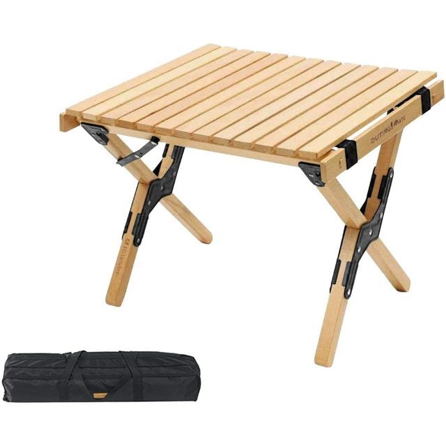 【上品】 キャンプ折り畳み式の木製のテーブル60×52×44（ブナ） テーブル+チェア