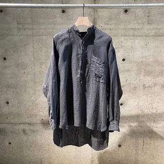 COMOLI 20SS リネンWクロス プルオーバーシャツ grey 2