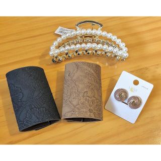 受注2 ヘアクリップ ハンドメイド ヘアアクセサリー ヒョウ柄 ブラウン