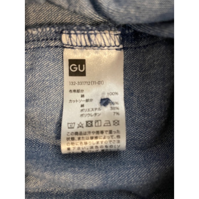 GU(ジーユー)のデニムシャツ キッズ/ベビー/マタニティのキッズ服男の子用(90cm~)(Tシャツ/カットソー)の商品写真