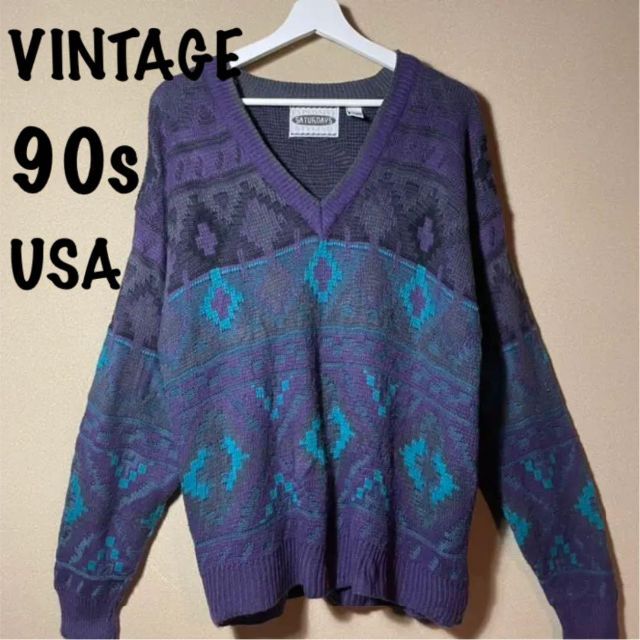 【VINTAGE】USA IMPORT KNIT  レトロ 　ユニセックス