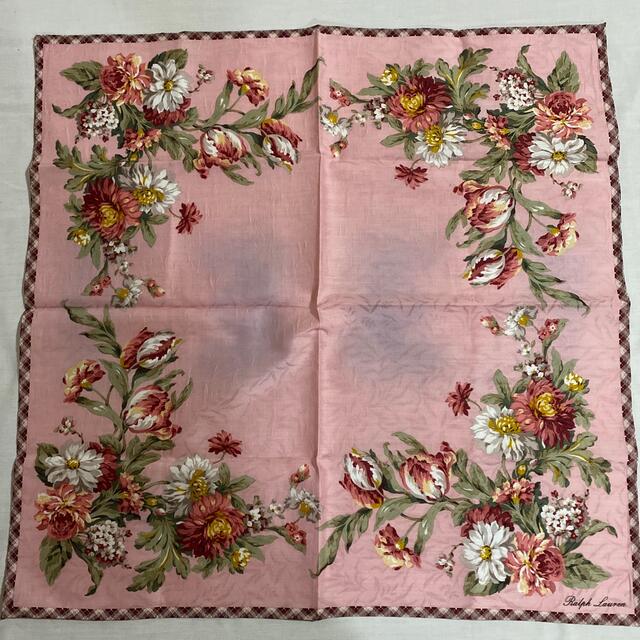 Ralph Lauren(ラルフローレン)のラルフローレン　ハンカチ　中古品　花柄　ピンク　#1602 レディースのファッション小物(ハンカチ)の商品写真