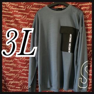 3L・胸ポケットデザインロンT新品/MCT-202(Tシャツ/カットソー(七分/長袖))