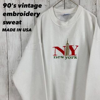 ヘインズ(Hanes)の【90's vintage】USA製ヴィンテージ刺繍ロゴスウェットユニセックス女(スウェット)