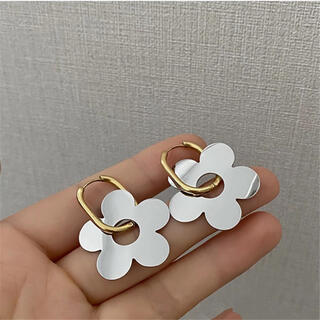 PI013 silver & gold flower pierce(ピアス)