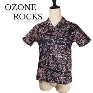 オゾンロックス(OZONE ROCKS)のOZONE ROCKS ハワイアンアロハシャツ S 未使用 ピンク&ブラック系(カットソー(半袖/袖なし))